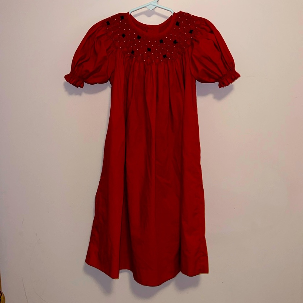 Girls Smocked Christmas Dress